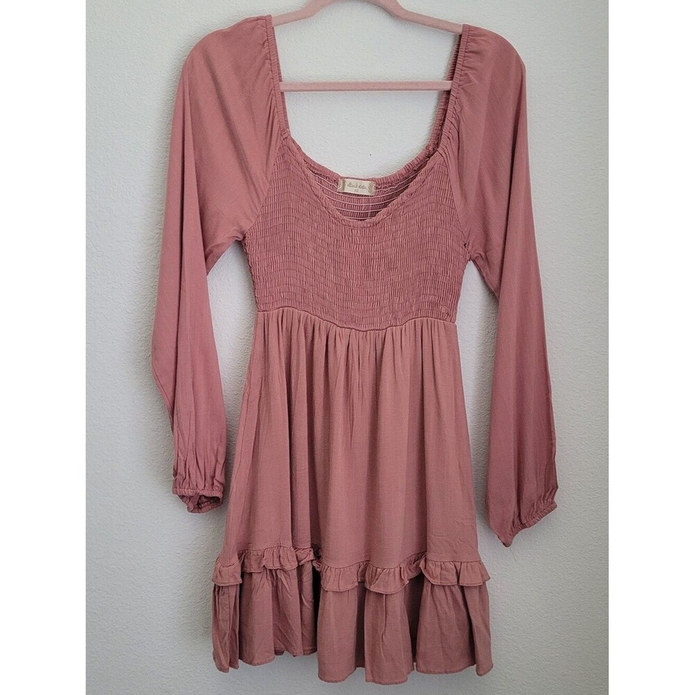 Altar'd State Dusty Rose Smocked Mini Dress XS Cottagecore Boho Romantic
